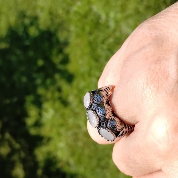 DISCONTINUED Evil Pawn Jewelry Rose Quartz FLOWER OF LIFE Ring Gothic . - Picture 3 of 5